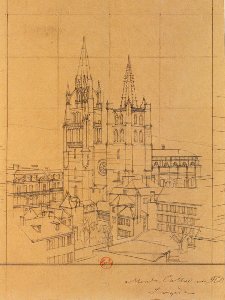La cathédrale vers 1860 par Hubert CLERGET